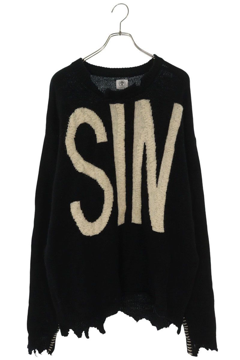 セントマイケル 21AW SM-A21-0000-039 SIN英字刺繍ウールダメージ加工