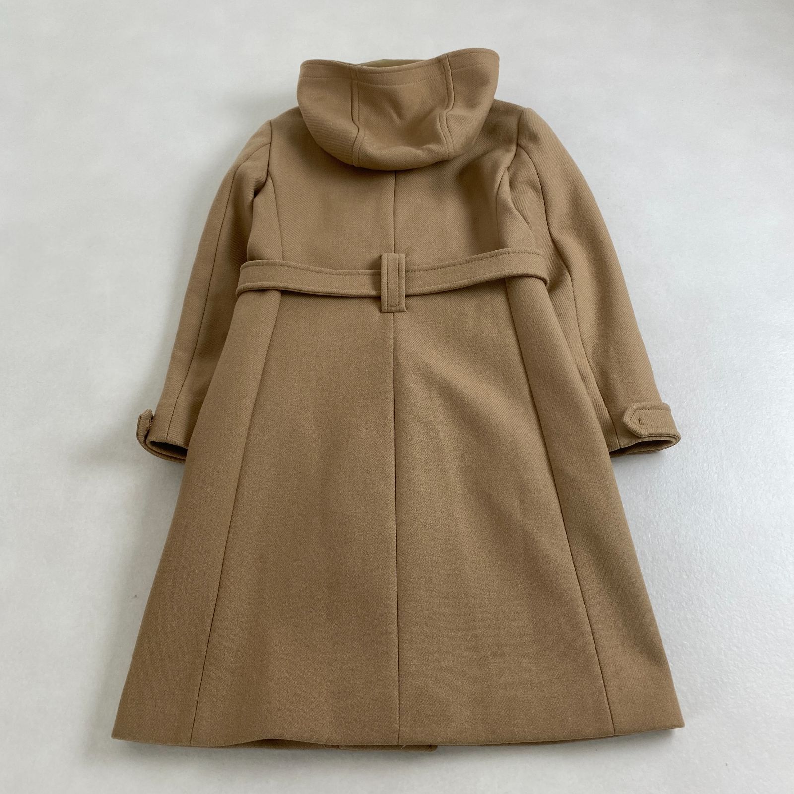 PRADA ダッフルコート フード付き 革ベルト ロング丈 38 M相当