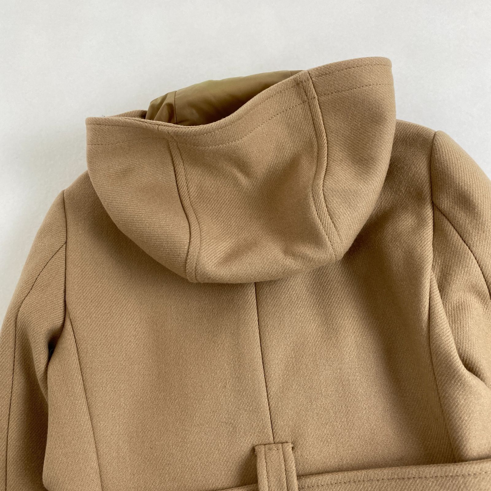 PRADA ダッフルコート フード付き 革ベルト ロング丈 38 M相当