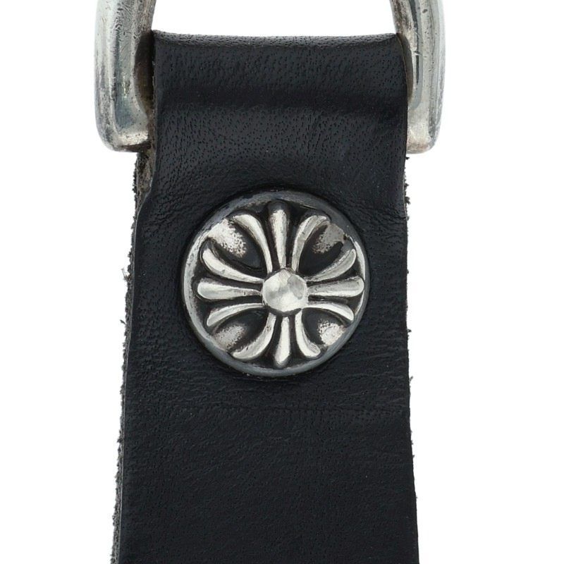 クロムハーツ クロスボールボタン Dリング ベルトループ レザー 黒 クロムハーツ クロスボールボタン Dリング ベルトループ レザー 黒