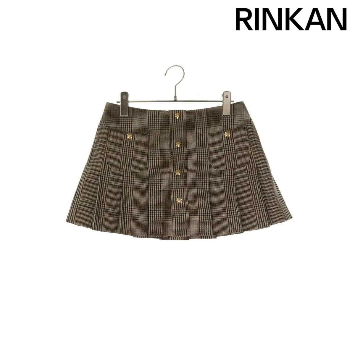 セリーヌ .30 BT リネンウール プリーツ ミニスカート レディース 34