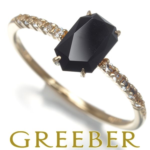 アガット リング ブラックスピネル ホワイトトパーズ 9号 K10YG