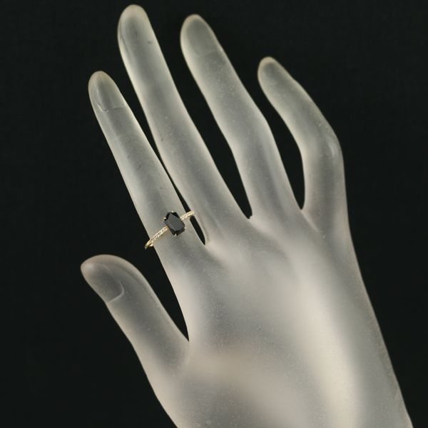 アガット リング ブラックスピネル ホワイトトパーズ 9号 K10YG