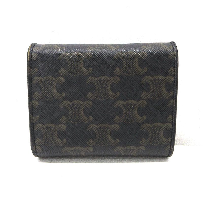 CELINE セリーヌ 三つ折り財布 トリヨンフ スモールフラップウォレット ブラウン 125