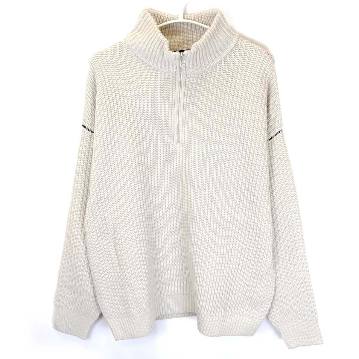 未使用】BEAMS HEART ビームスハート ハーフジップ 片畦 ニット M オフ 