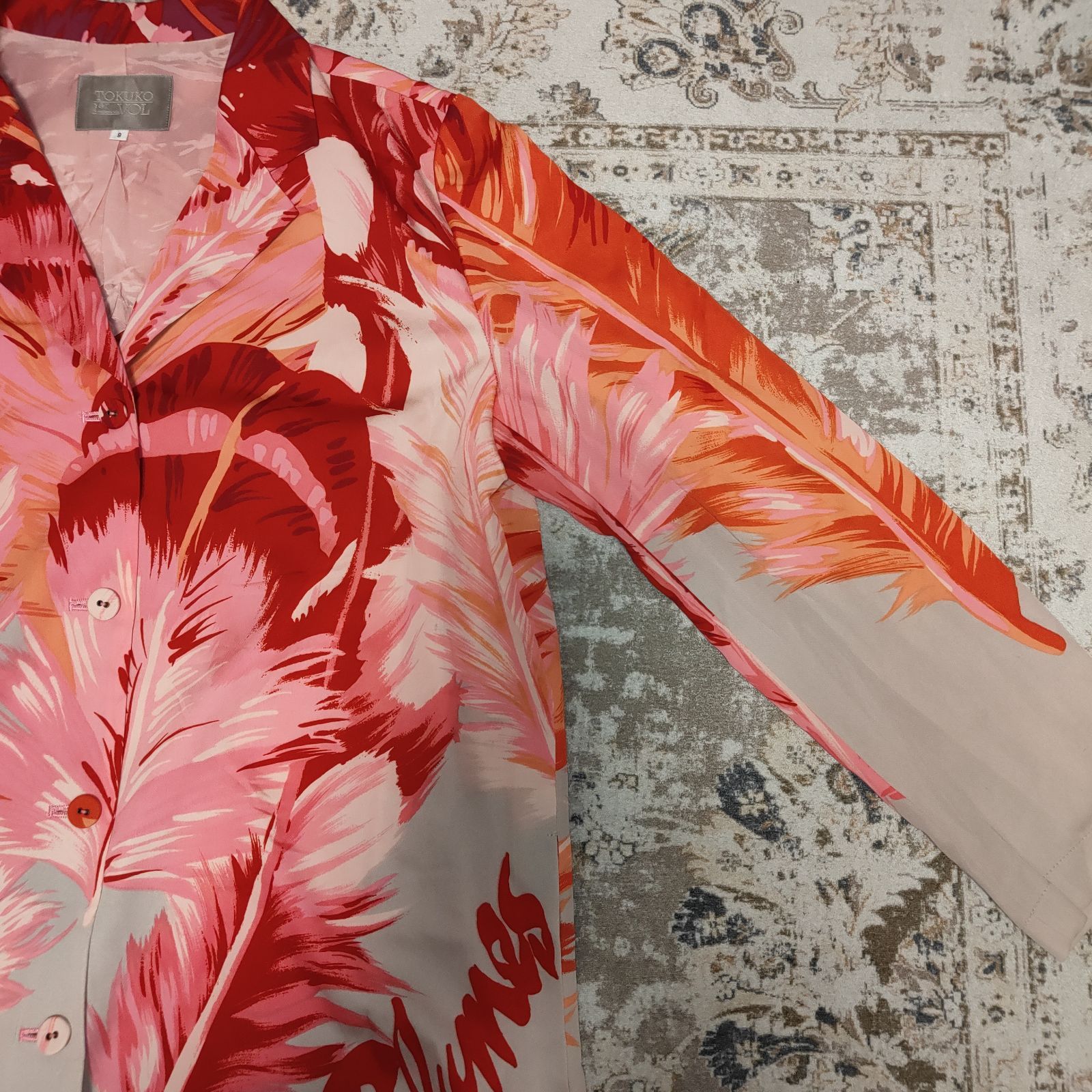 トクコプルミエヴォル TOKUKO 1er VOL☆パワーネット 総柄 ブラウス トクコプルミエヴォル TOKUKO 1er VOL オープンカラーシャツ ロング