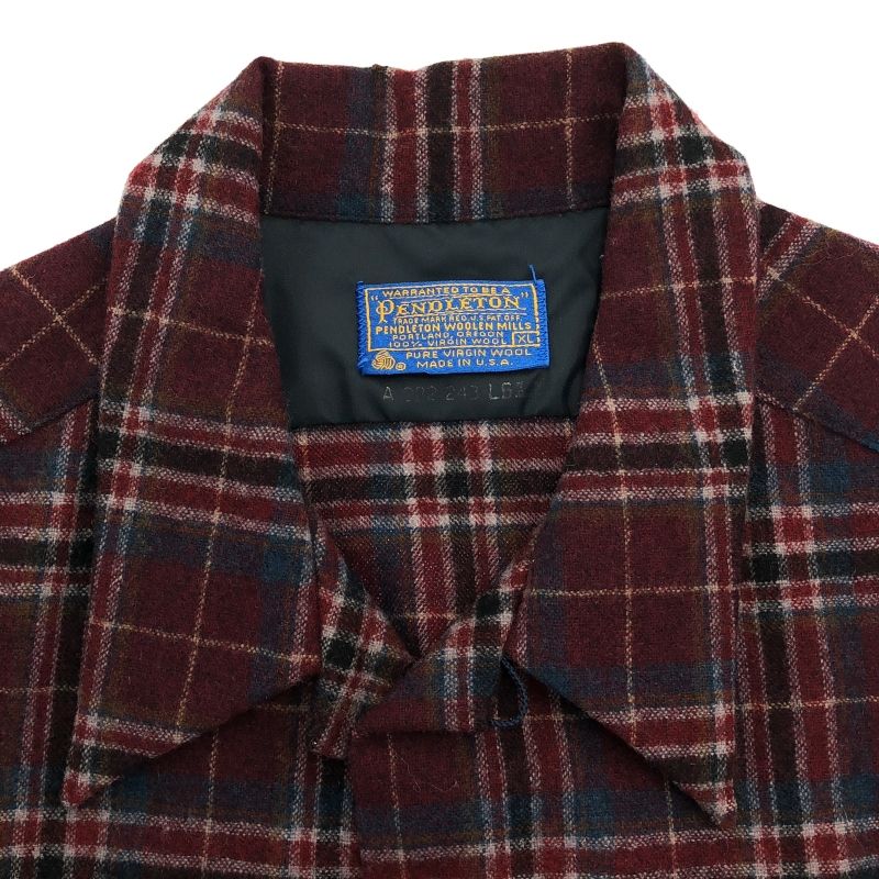 中古】70s PENDLETON オープンカラーシャツ XL ウールシャツ[66