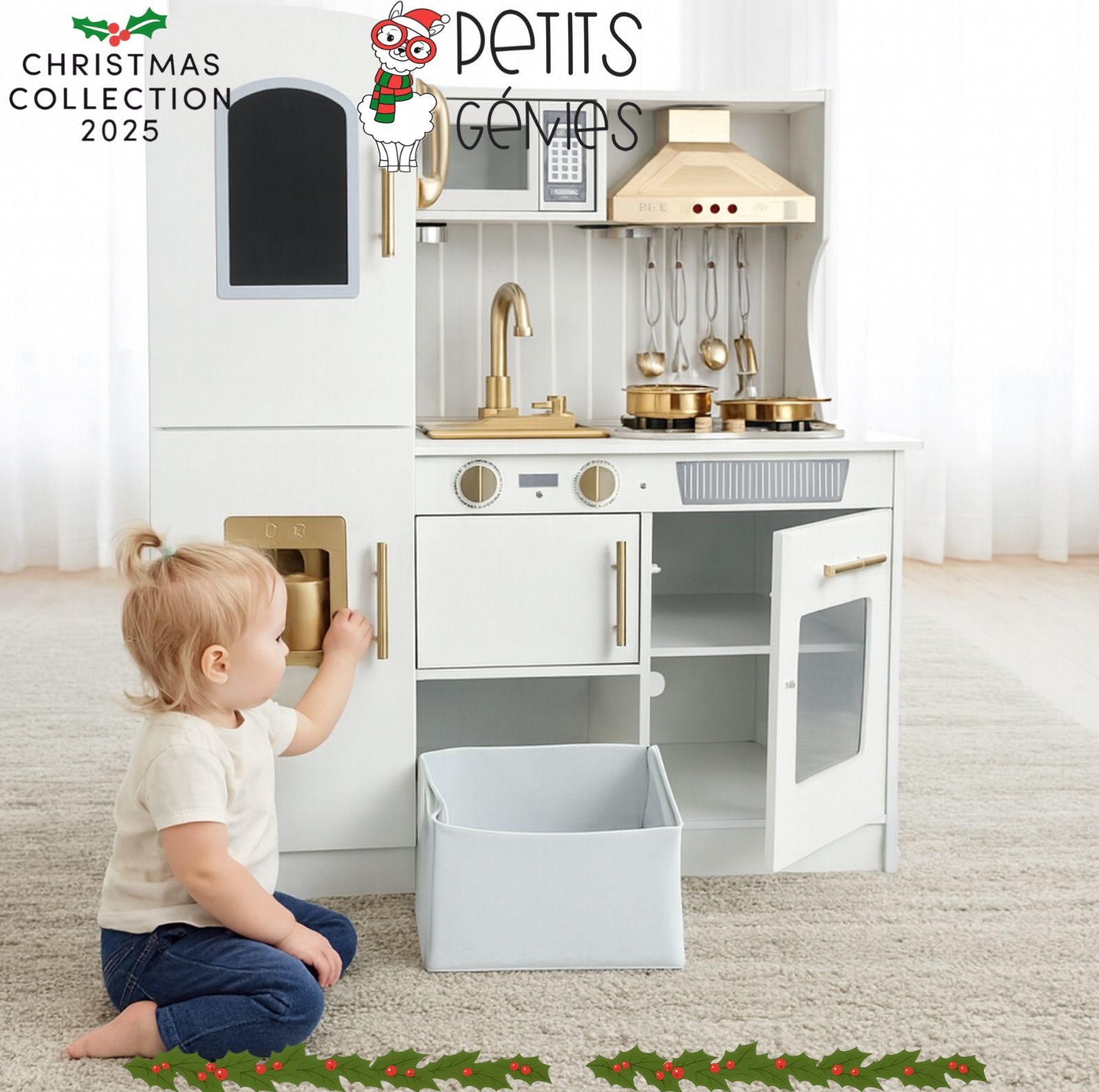 PETITS GÉNIES おままごと キッチン おしゃれ 木 ホワイト ゴールド