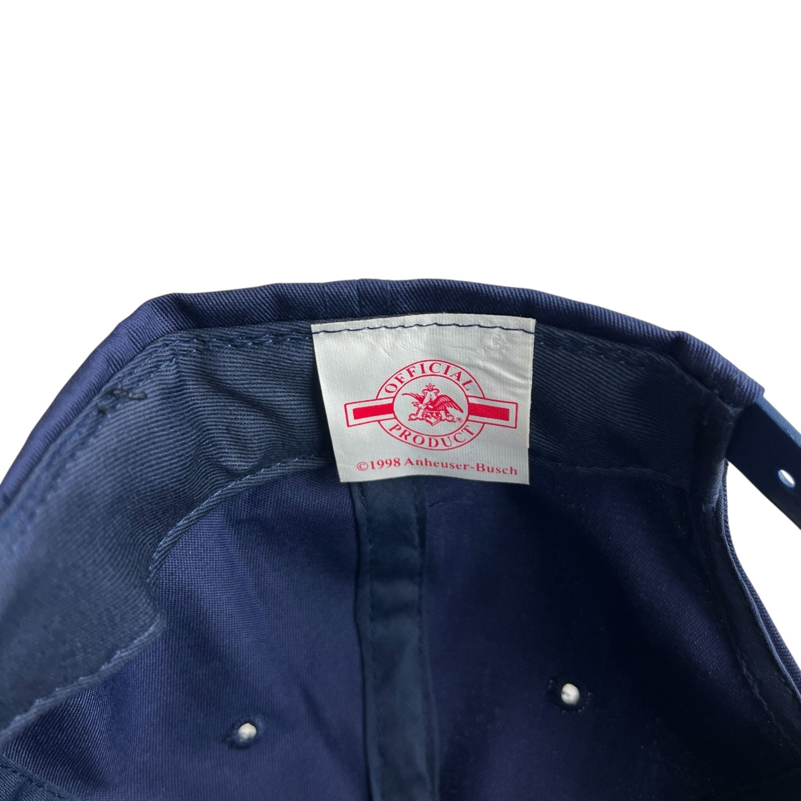 キャップ 帽子 1998年製造 BUDBOWL 2000 バドボウル2000 ビンテージ ワッペン ネイビー 紺 ホワイト 白 レッド 赤 パーカー デイリーウェア