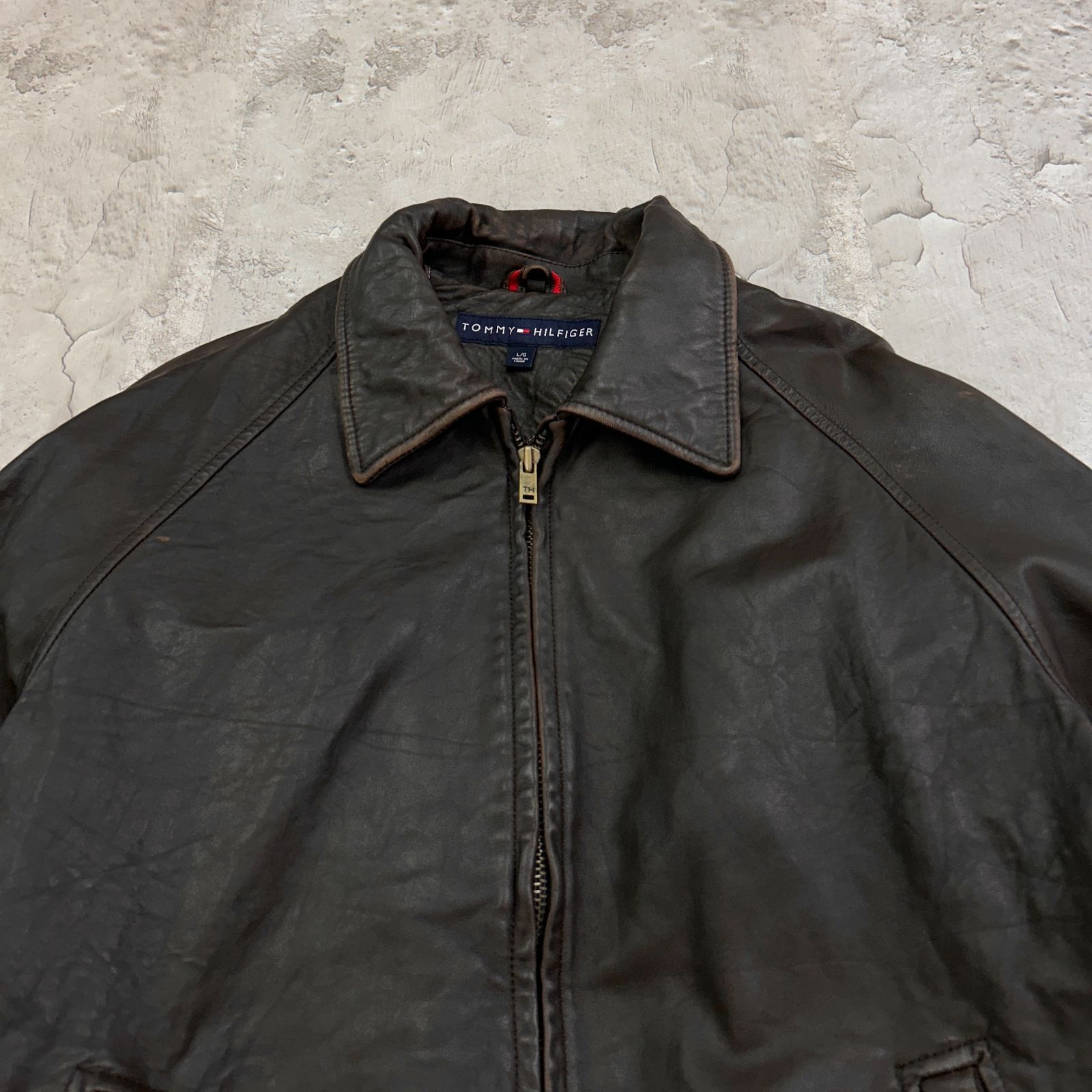 TOMMY HILFIGER トミーヒルフィガー レザージャケット 裏地ネル 中綿