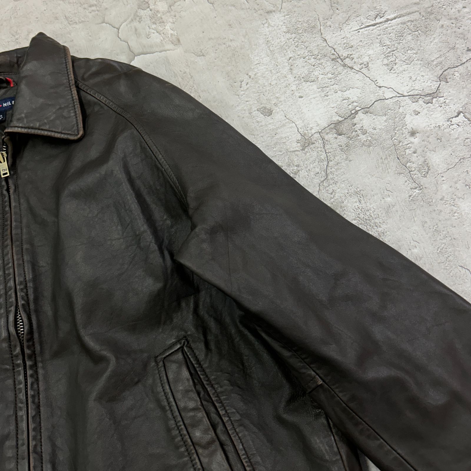 TOMMY HILFIGER トミーヒルフィガー レザージャケット 裏地ネル 中綿