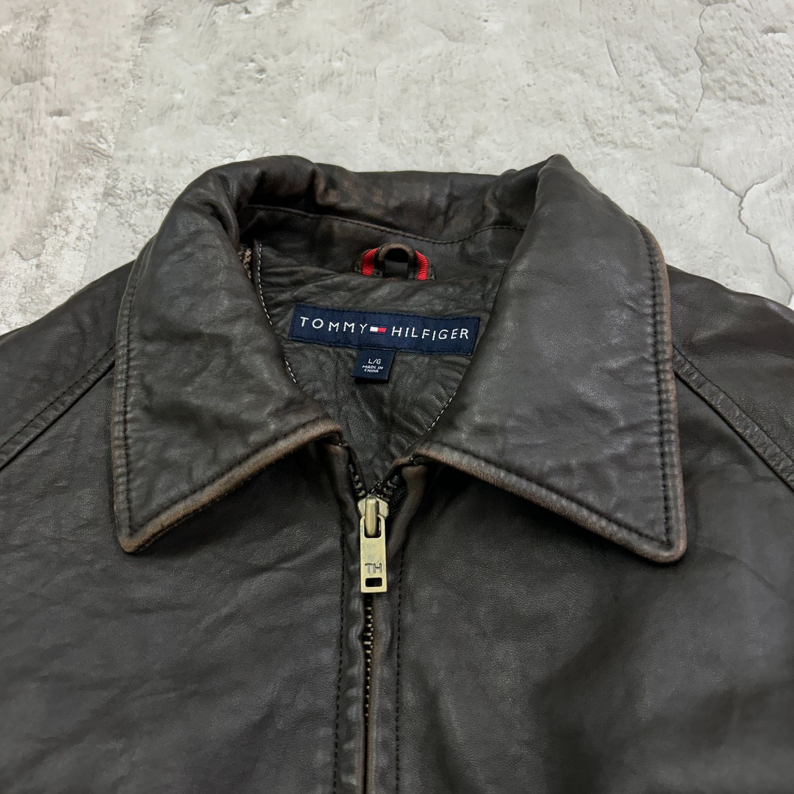 TOMMY HILFIGER トミーヒルフィガー レザージャケット 裏地ネル 中綿