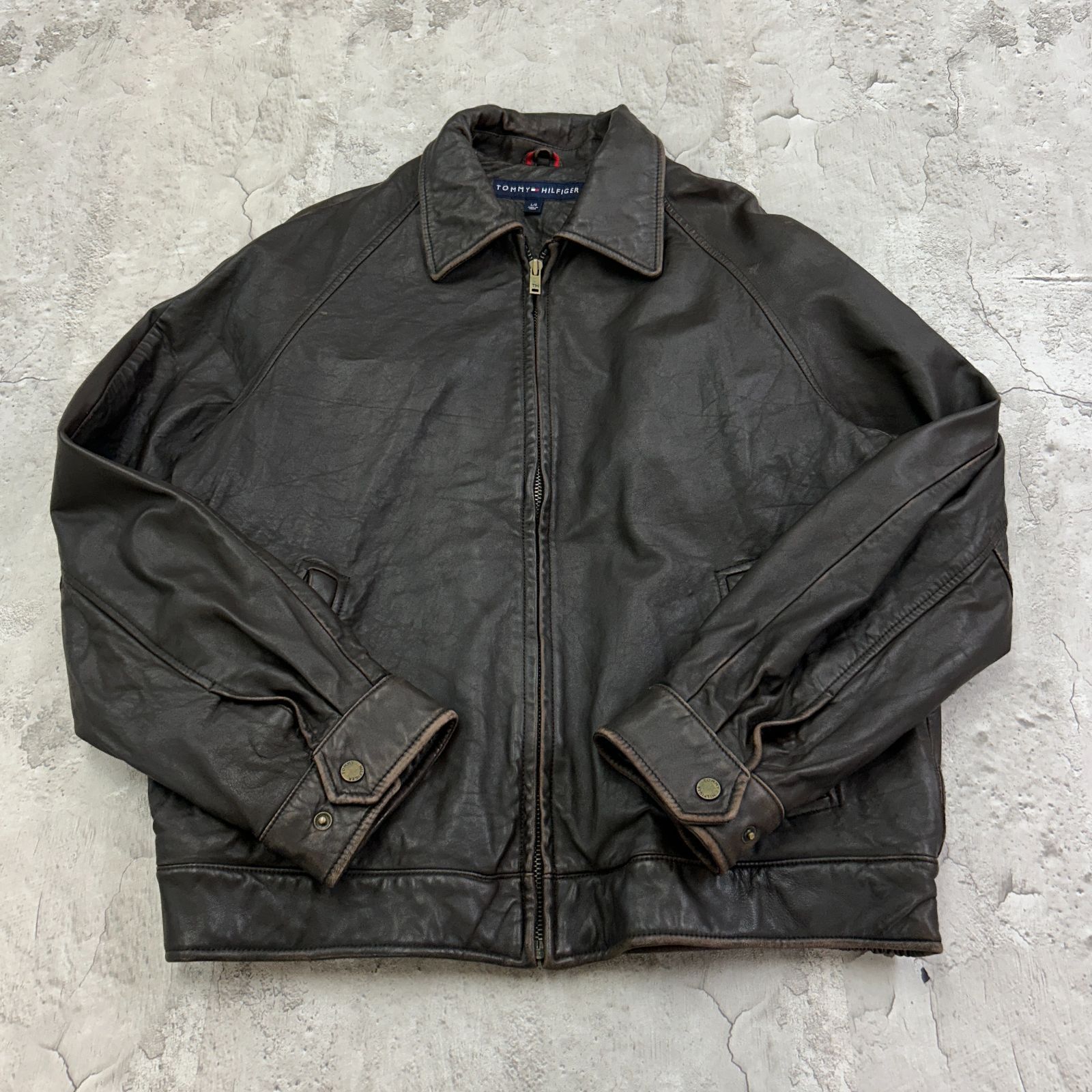 TOMMY HILFIGER トミーヒルフィガー レザージャケット 裏地ネル 中綿