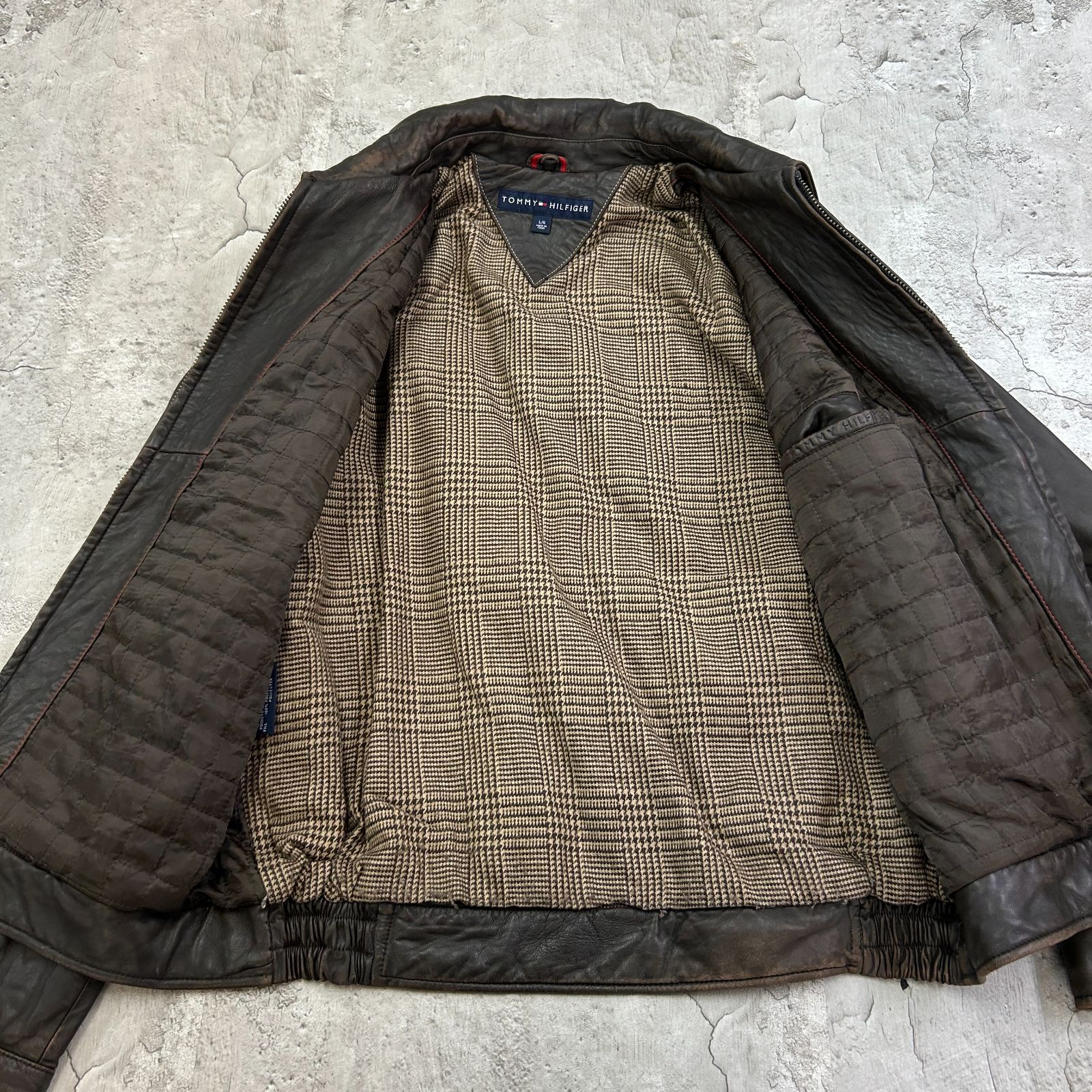 TOMMY HILFIGER トミーヒルフィガー レザージャケット 裏地ネル 中綿