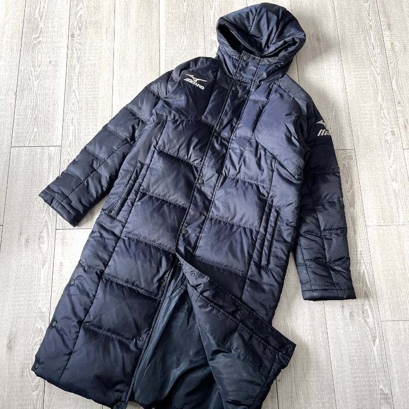 Mizuno Down Puffer Long Bench Coat Men's S Navy ミズノ ダウン
