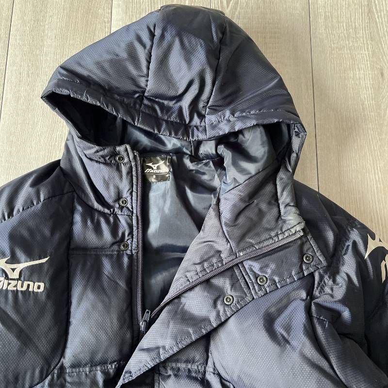 Mizuno Down Puffer Long Bench Coat Men's S Navy ミズノ ダウン