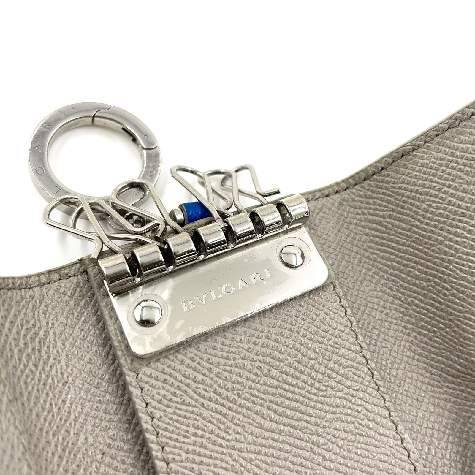BVLGARI クリップ レザー ブルー キーケース シルバー - メルカリ