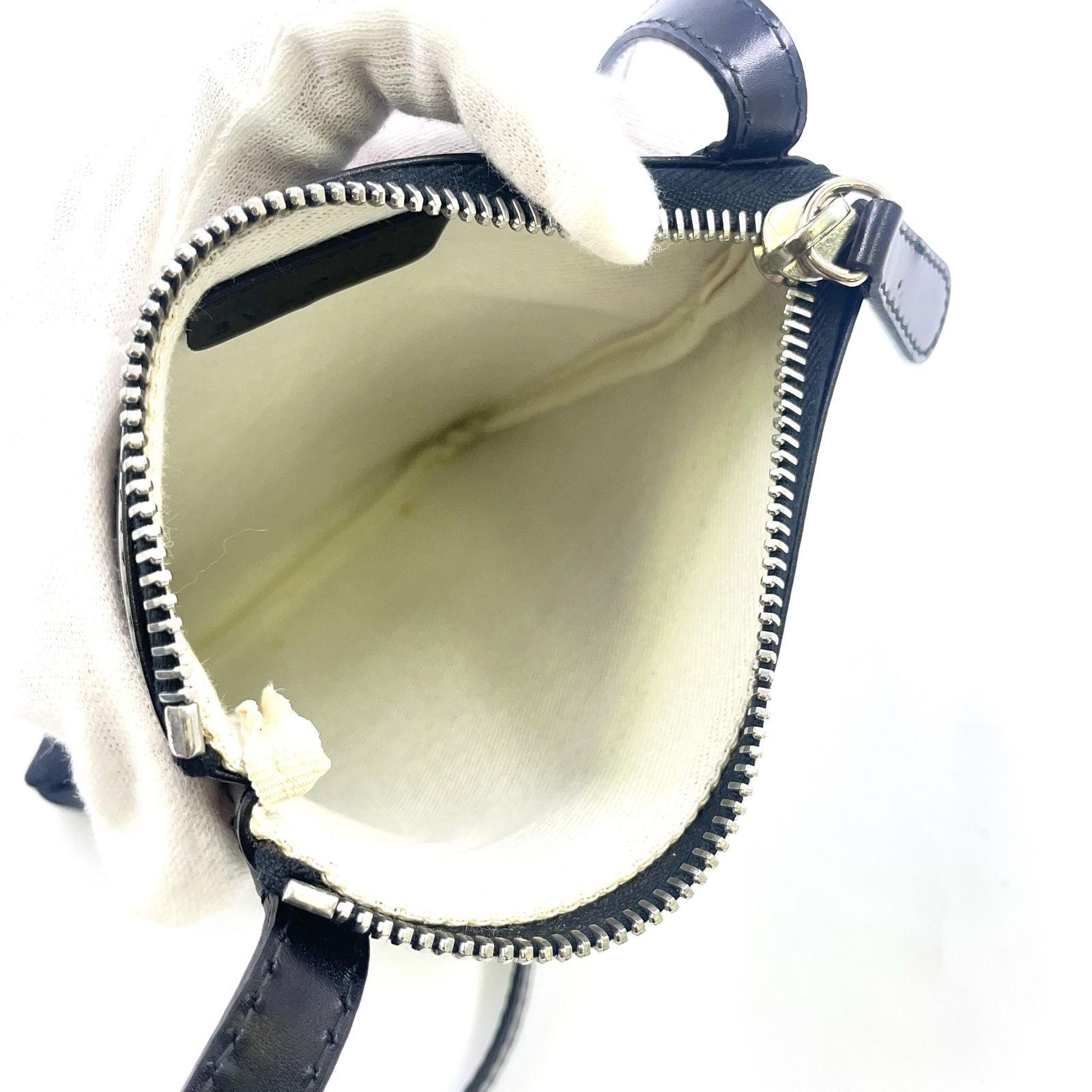 BVLGARI ロゴマニア レザー×キャンバス ブラック ショルダーバッグ