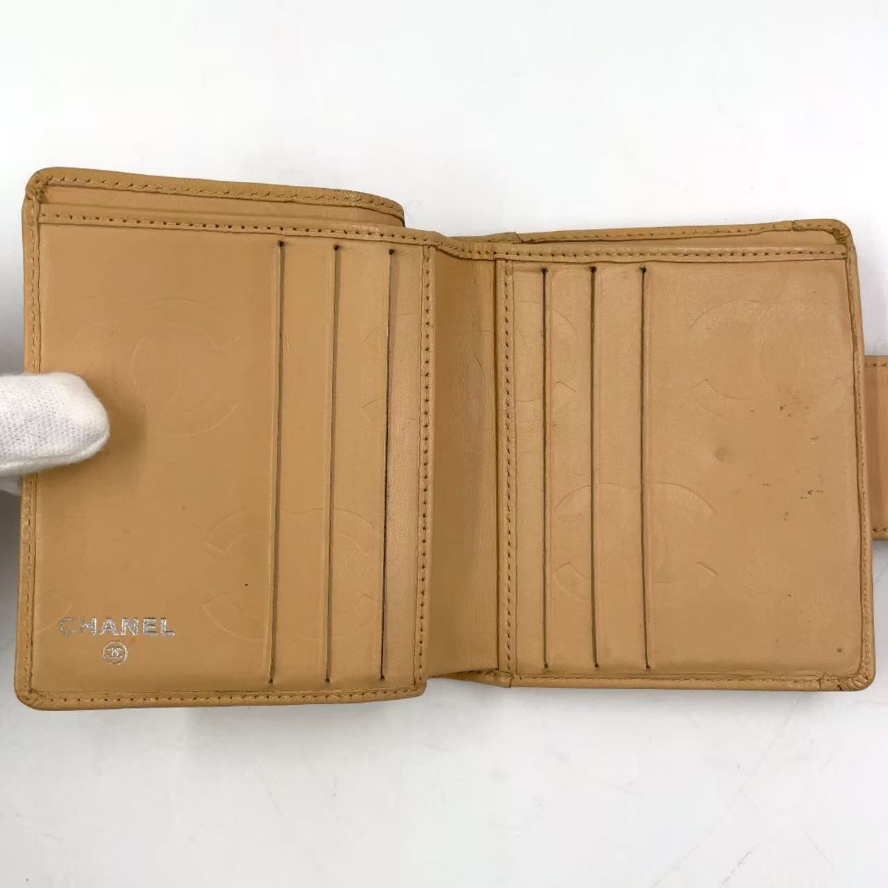 CHANEL ココマーク カンボン 二つ折り財布 9番台 レザー ブラック