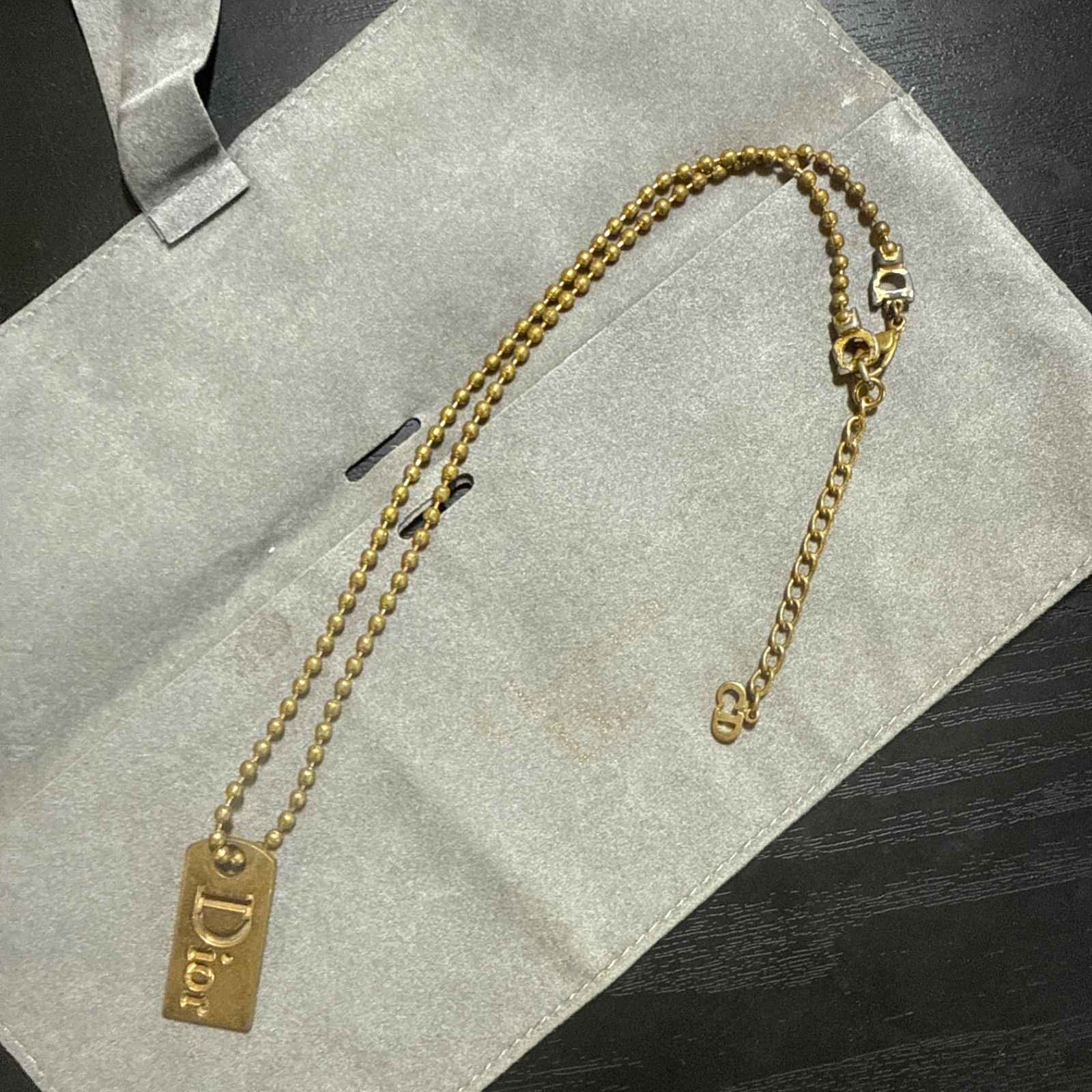 クリスチャンディオール dior ボール ネックレス ヴィンテージ Christian Dior クリスチャンディオール Diorロゴプレートボール