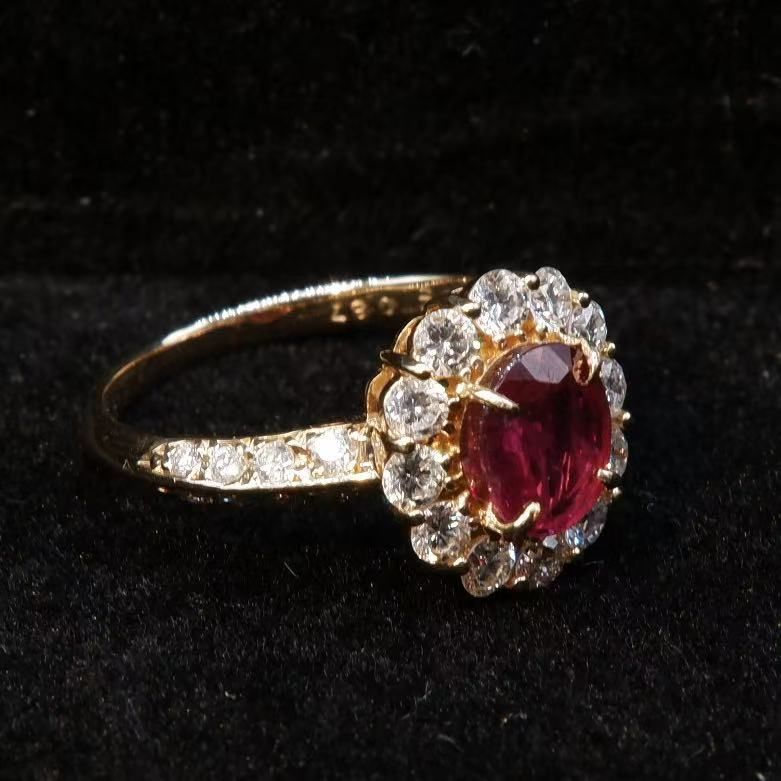 ルビー1.22 ct ダイヤモンド0.87 リング K 18 13号 -KS 068