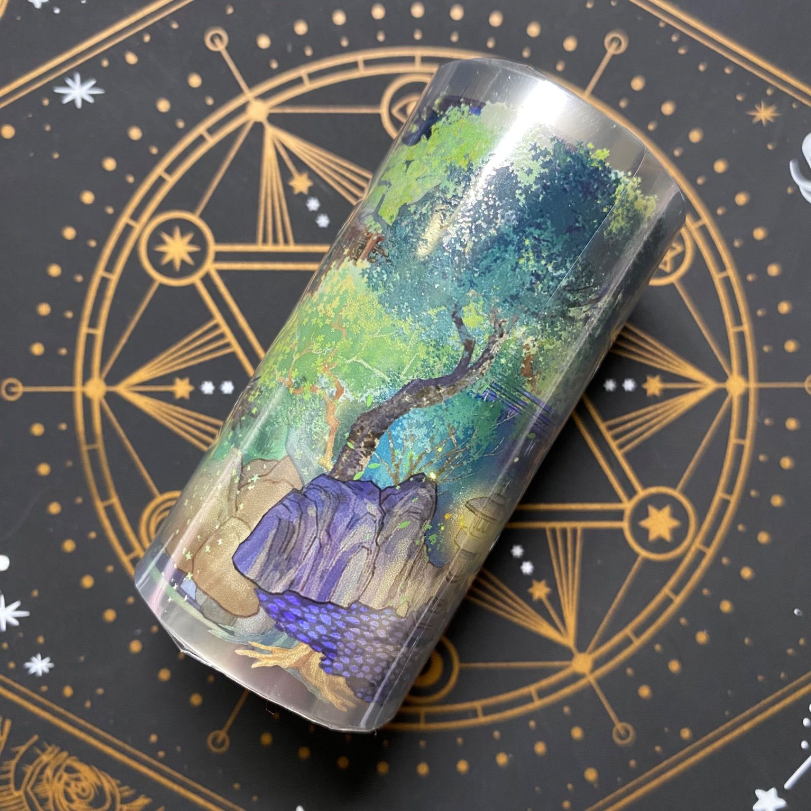 8937】海外 マステ 5m巻 PETマスキングテープ 夏 夜景 庭 東屋 蛍 装飾