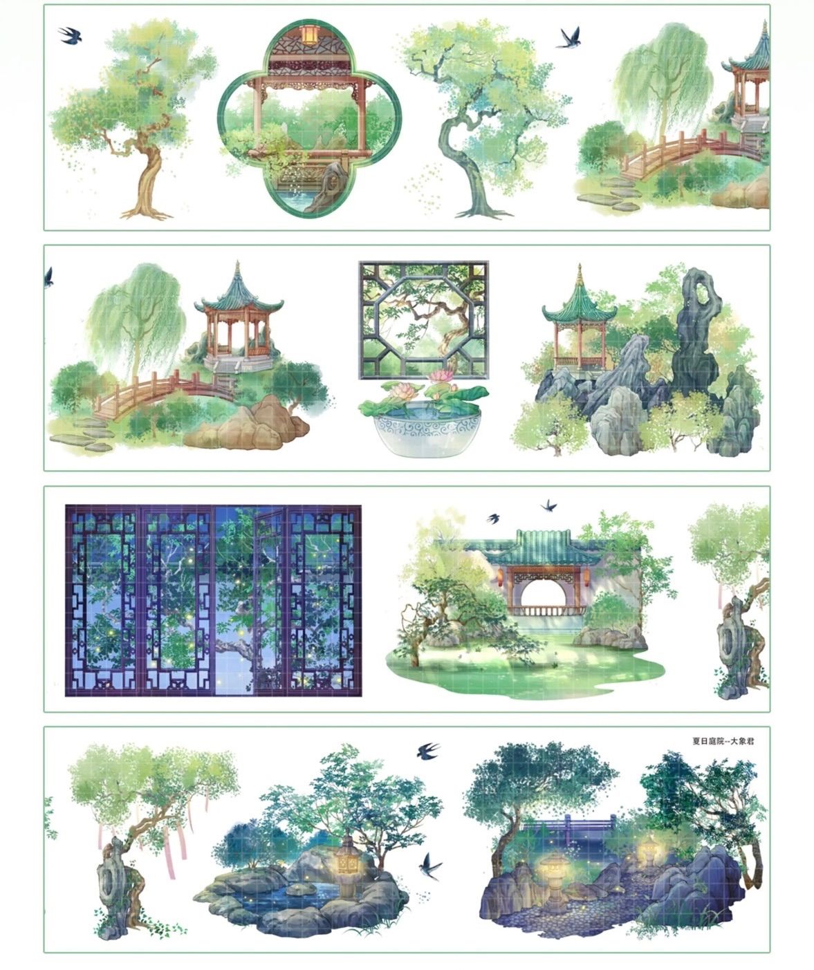 8937】海外 マステ 5m巻 PETマスキングテープ 夏 夜景 庭 東屋 蛍 装飾