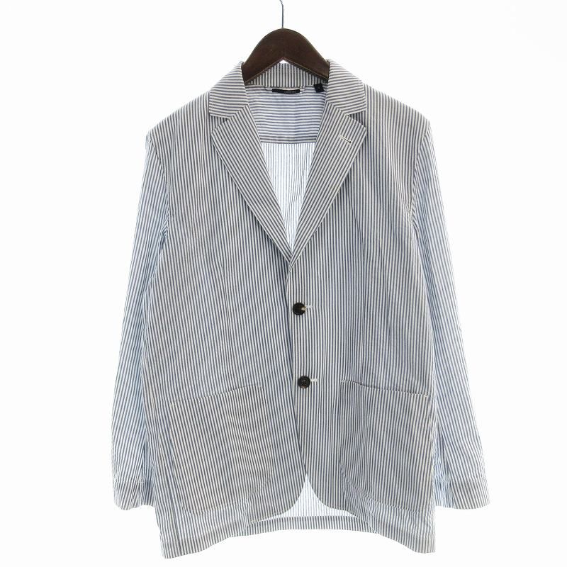 ラルディーニ LARDINI JVAMAJ テーラードジャケット ブレザー シングル ストライプ S 青 ブルー 1303 /EE