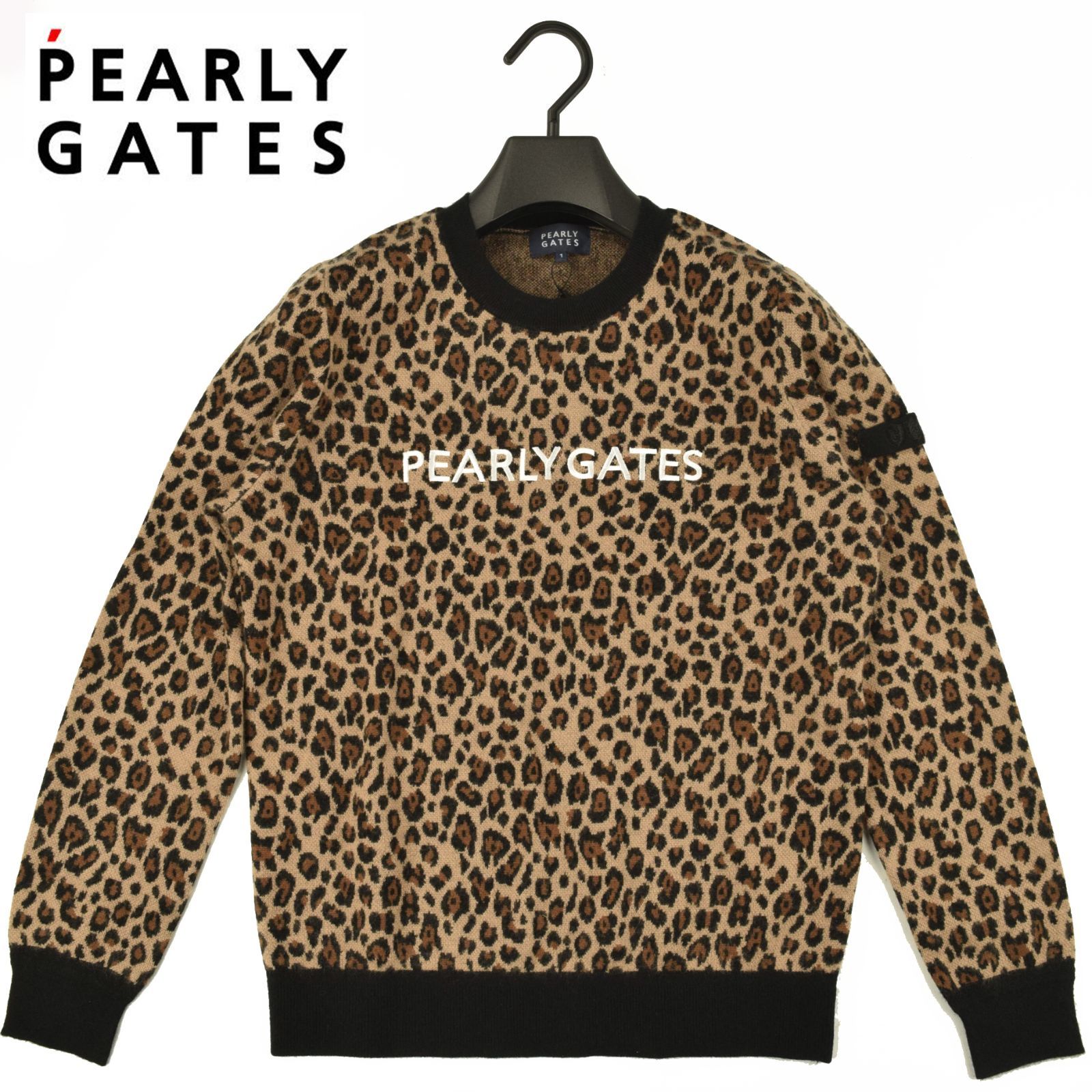 サイズ：1・M・新品】パーリーゲイツ レオパード柄 カシミヤ混 クルー