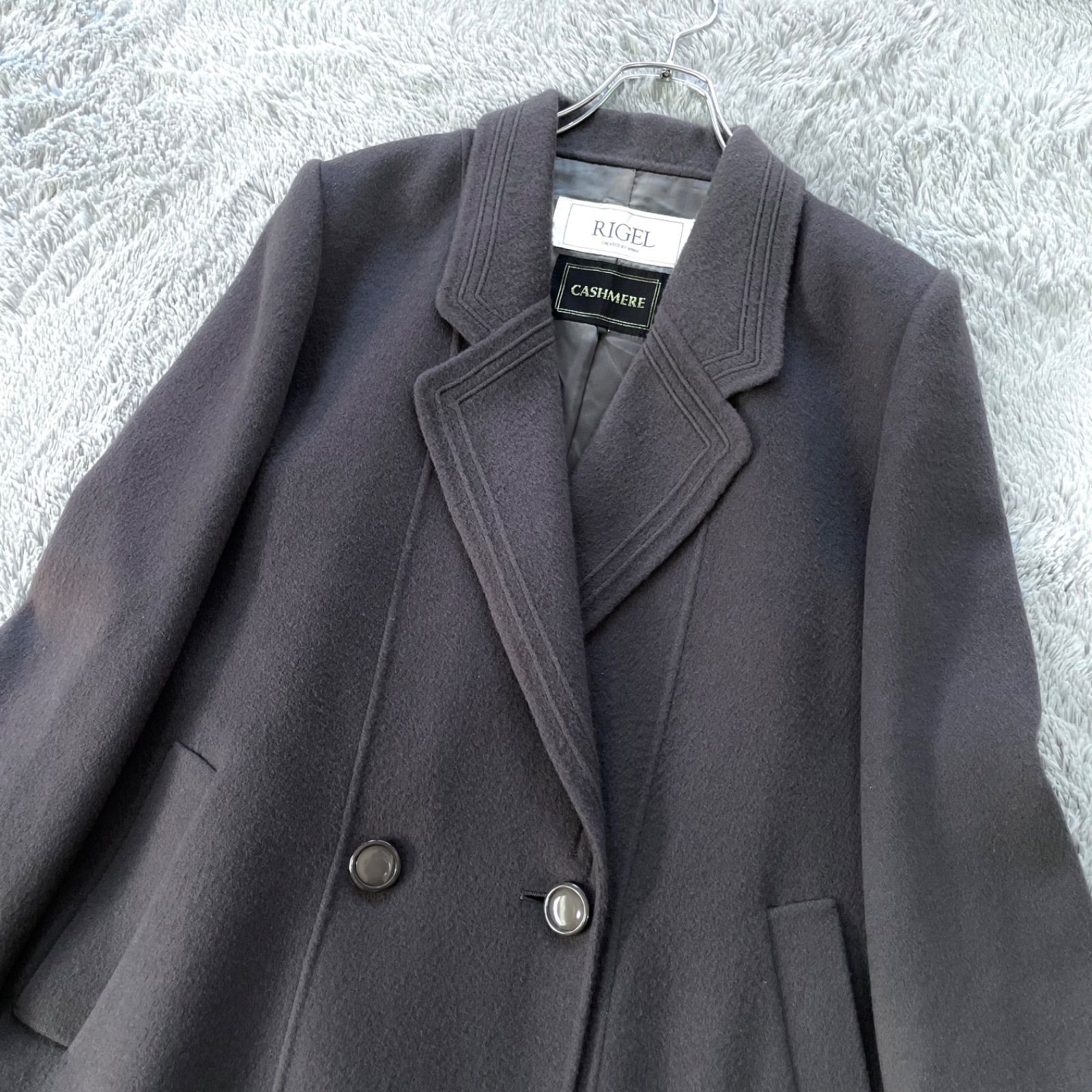 良品】カシミヤ100% チェスターコート ロングコート リバーコート