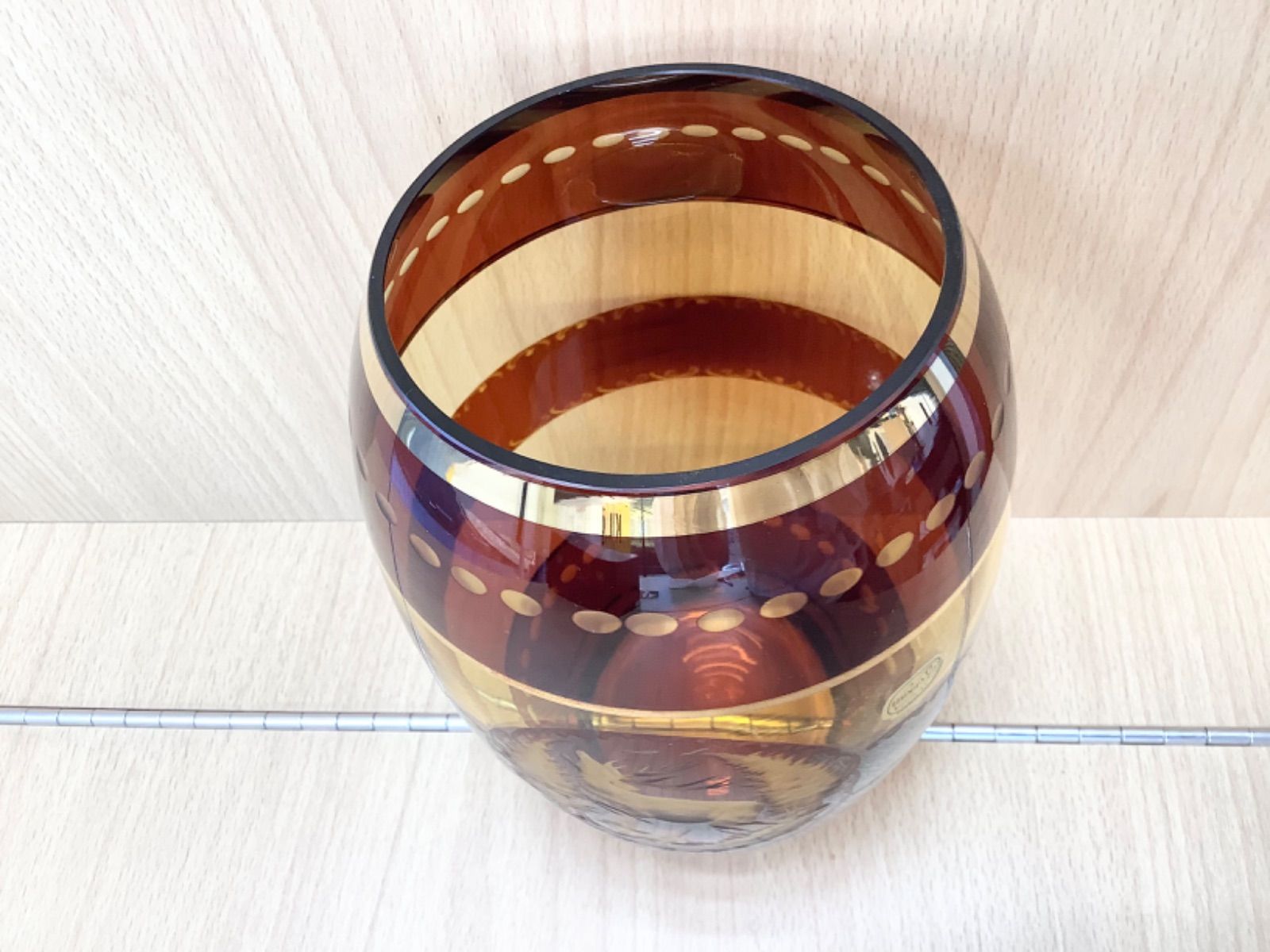 G1498箱ありボヘミアグラス ガラス花瓶 チェコスロバキア 花器 - メルカリ