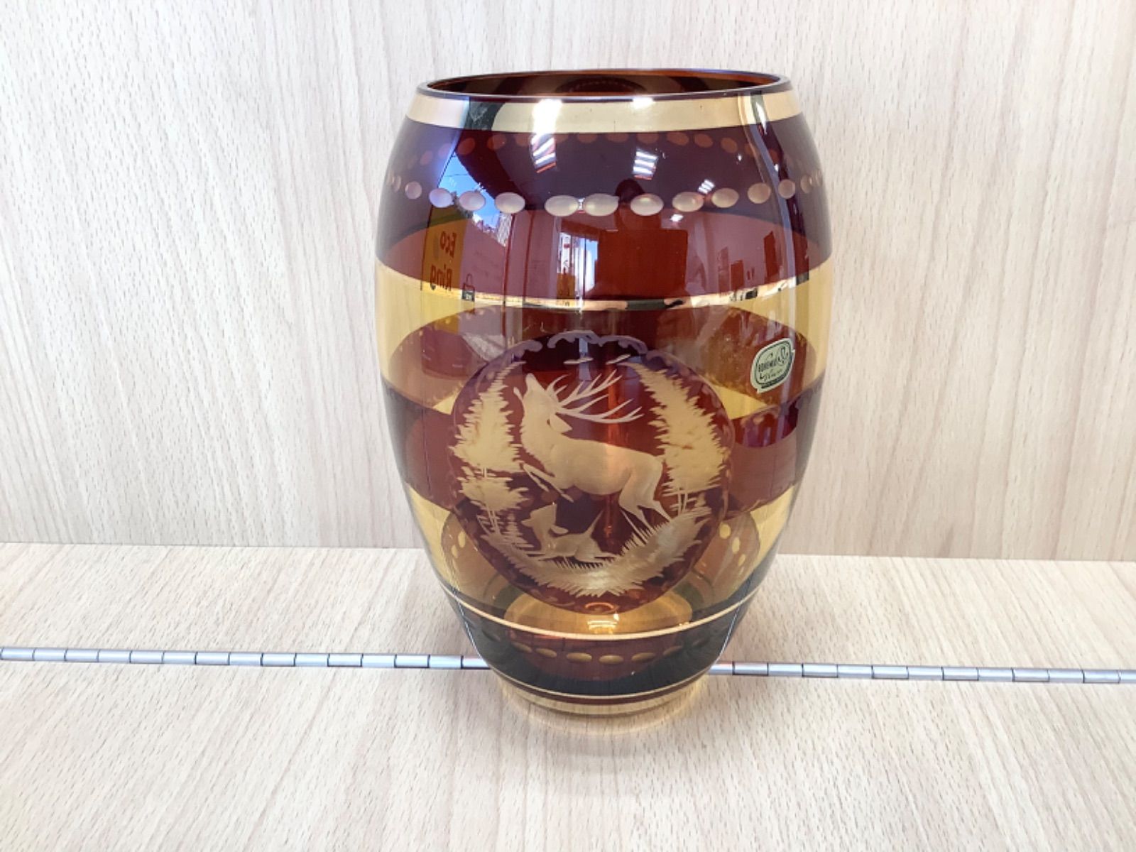 G1498箱ありボヘミアグラス ガラス花瓶 チェコスロバキア 花器 - メルカリ