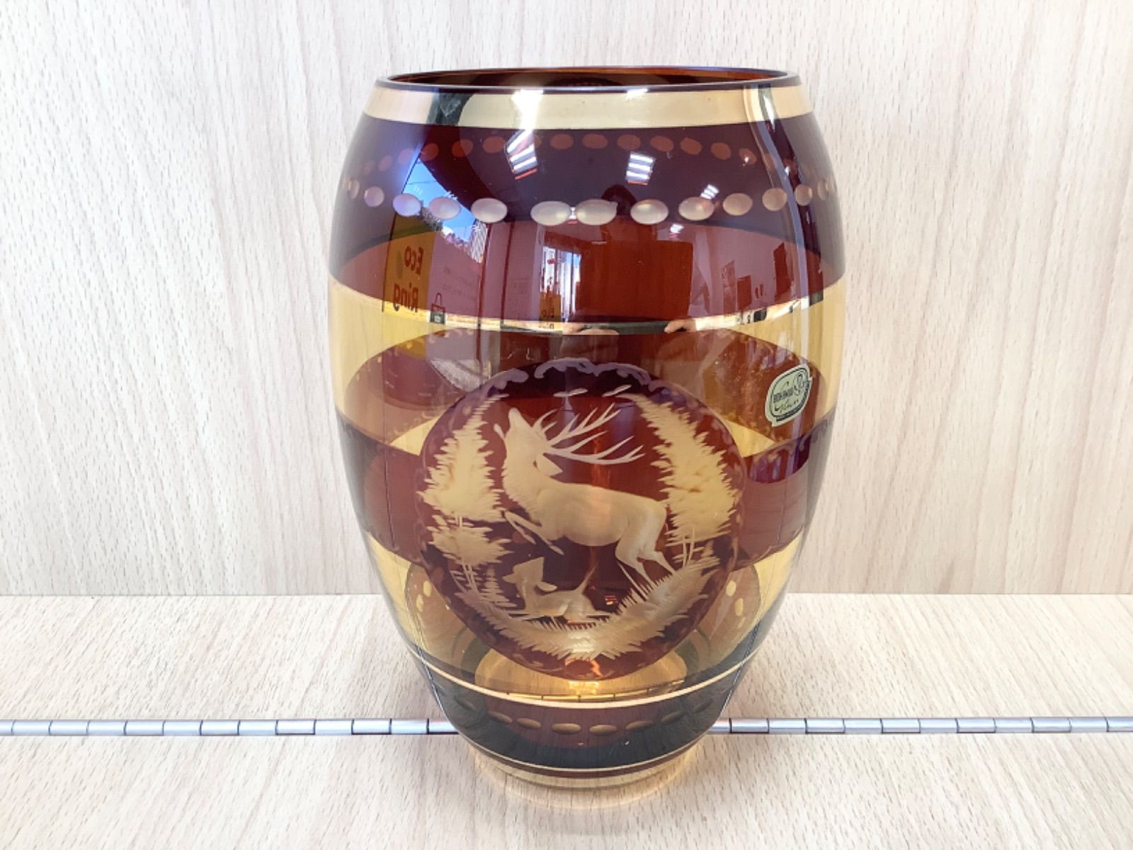 G1498箱ありボヘミアグラス ガラス花瓶 チェコスロバキア 花器 - メルカリ