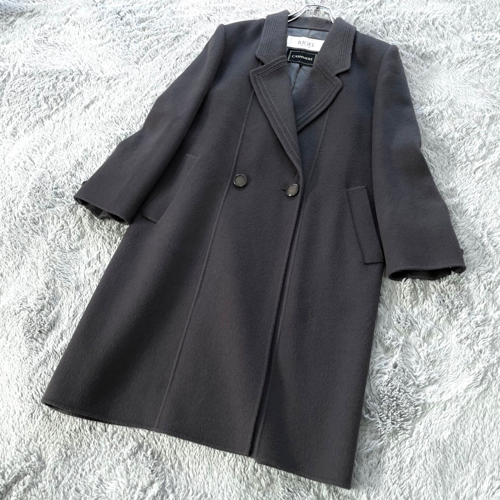 良品】カシミヤ100% チェスターコート ロングコート リバーコート