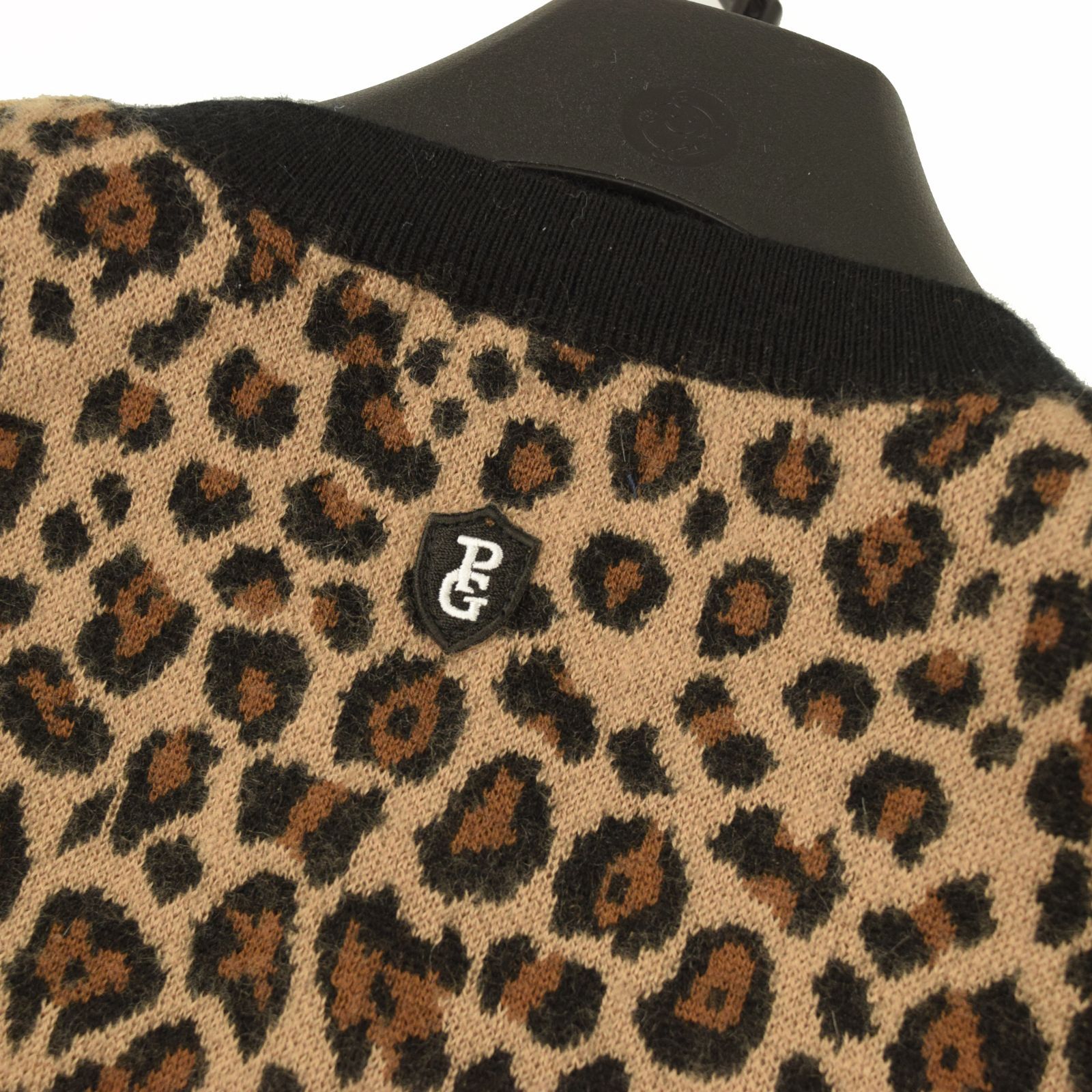 サイズ：0・S・新品】パーリーゲイツ レオパード柄 カシミヤ混 クルー