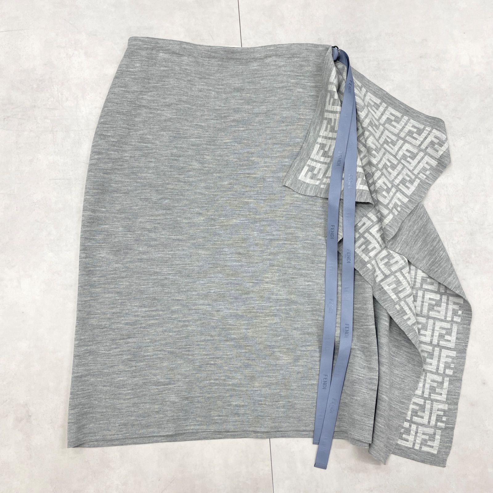 FENDI フェンディ ニットスカート ズッカ柄 ダブルフェイス ベルト