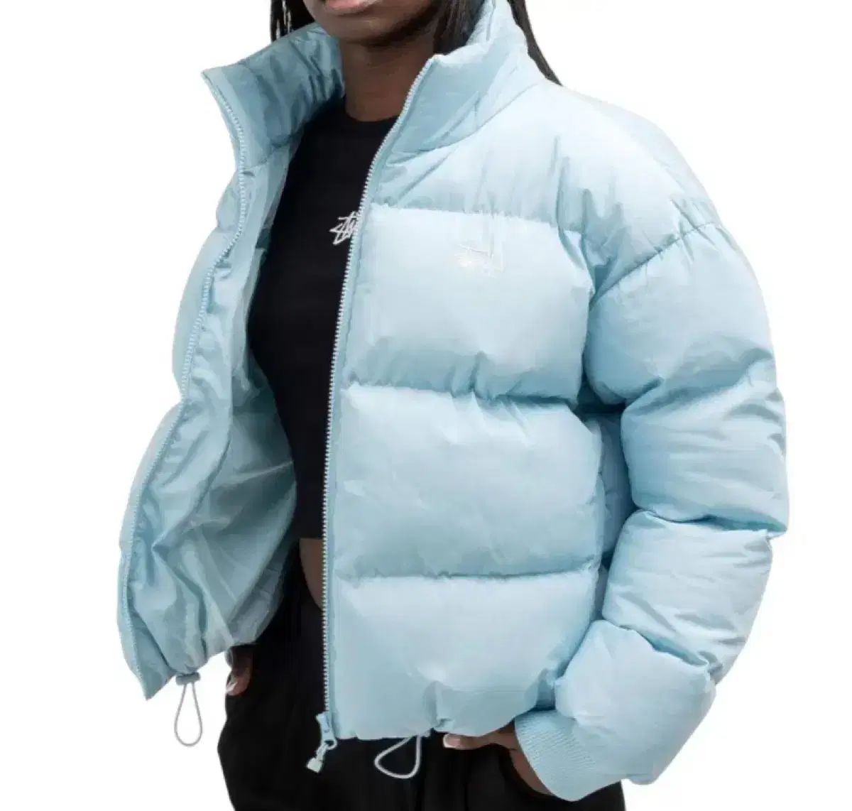STUSSY ライト ブルー パファー ダウン - メルカリ