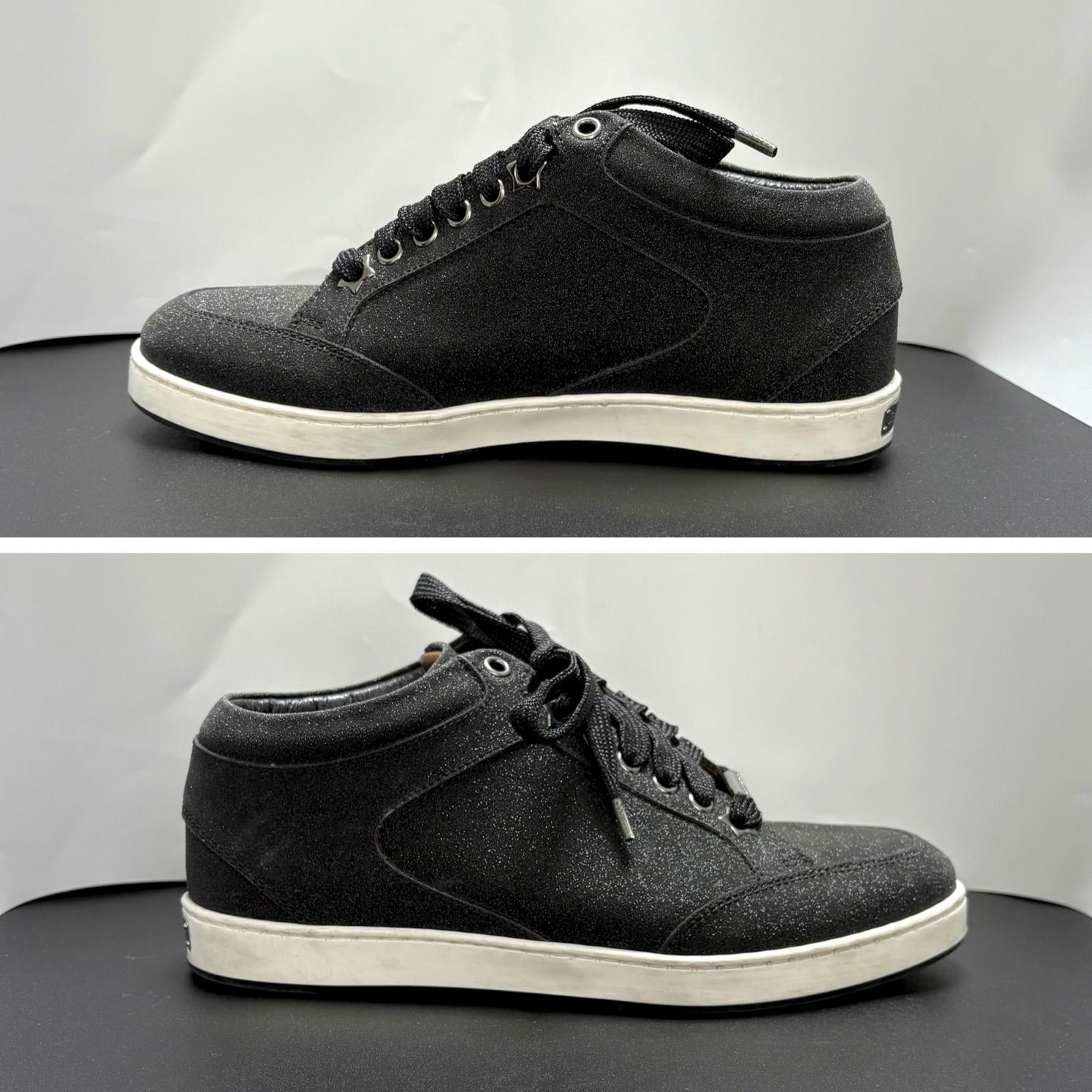 美品 ジミーチュウ フラットシューズ 黒 36.5 23.5cm相当 グリッター 極美品 JIMMY CHOO ジミーチュウ スニーカー グリッター ラメ ロゴ
