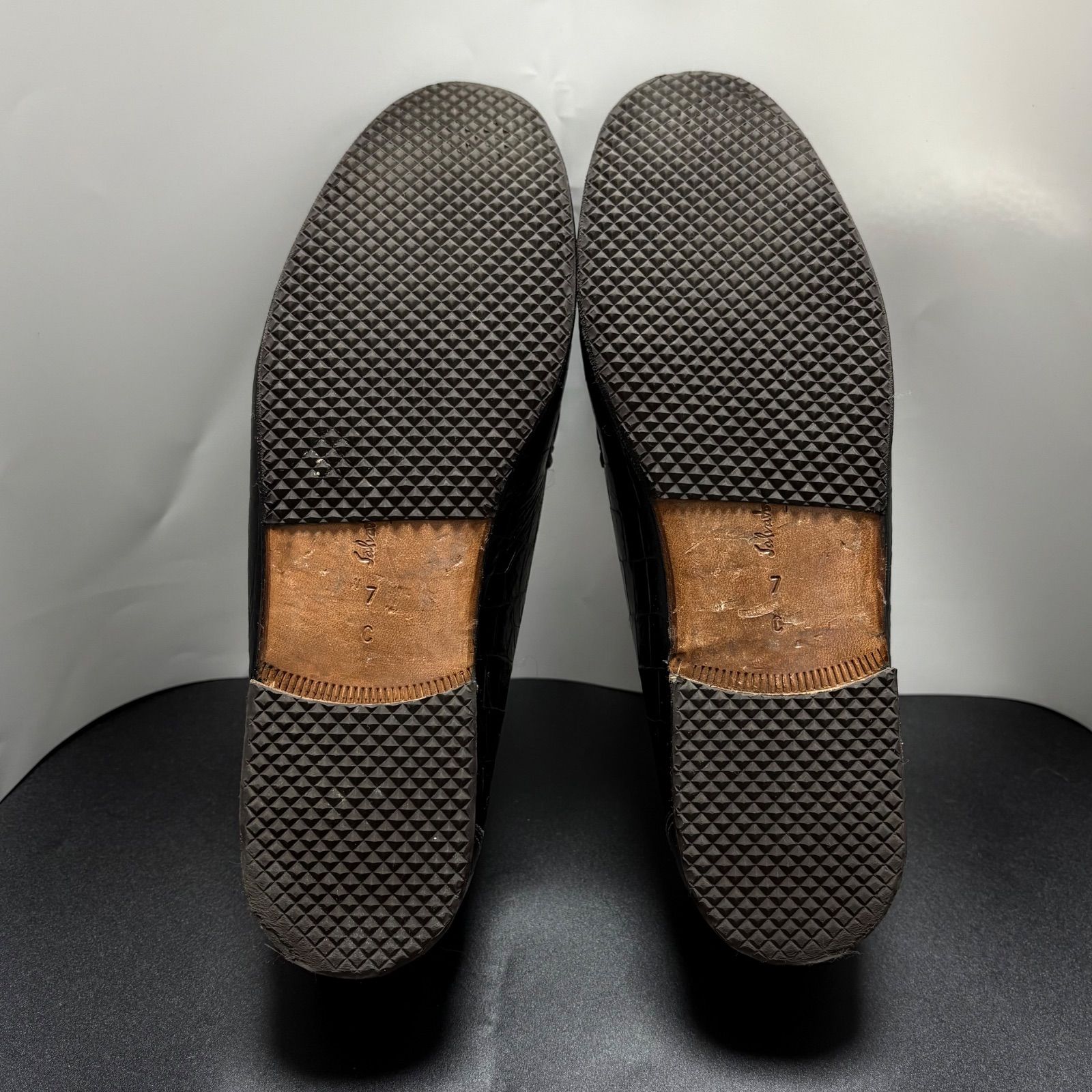 サルヴァトーレ フェラガモ Salvatore Ferragamo ローファー クロコ ガンチーニ レザー 7 C 24 5 cm ブラック 黒 靴 シューズ ドルマンスリーブ ローファー 革靴 