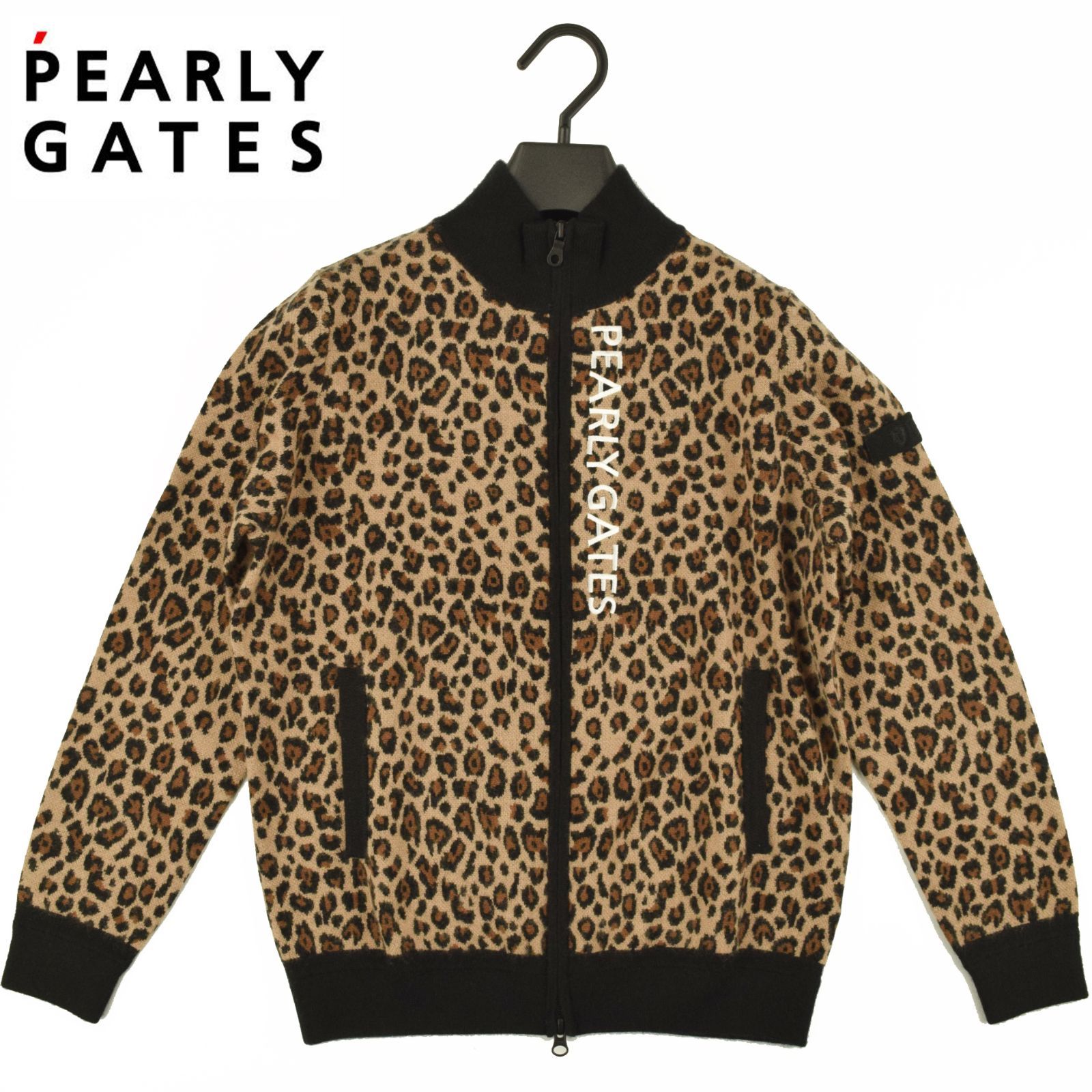 サイズ：2・L・新品】パーリーゲイツ レオパード柄 カシミヤ混 ダブル