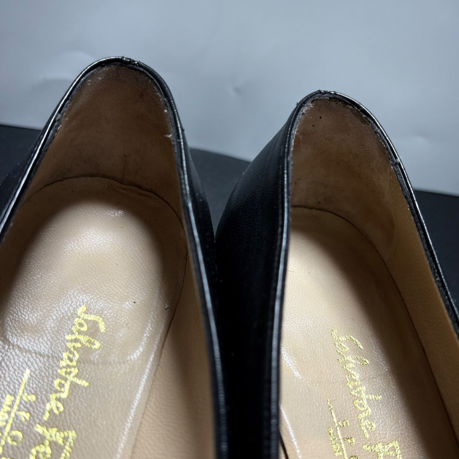  Salvatore Ferragamo サルヴァトーレフェラガモ スリッポン ローファー レザー モカシン スクエアトゥ 7 C 24.5 cm ブラック 黒 靴 シューズ き レディース ローファー 革靴 靴