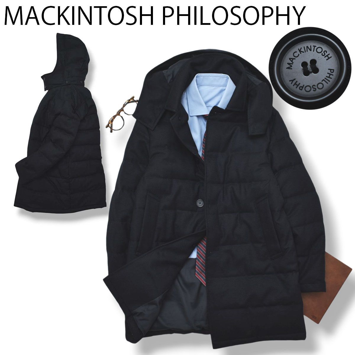 週末セール【美品】マッキントッシュフィロソフィー　ダウンコート　38ネイビー 美品】 マッキントッシュ フィロソフィー ダウン コート 無地 38