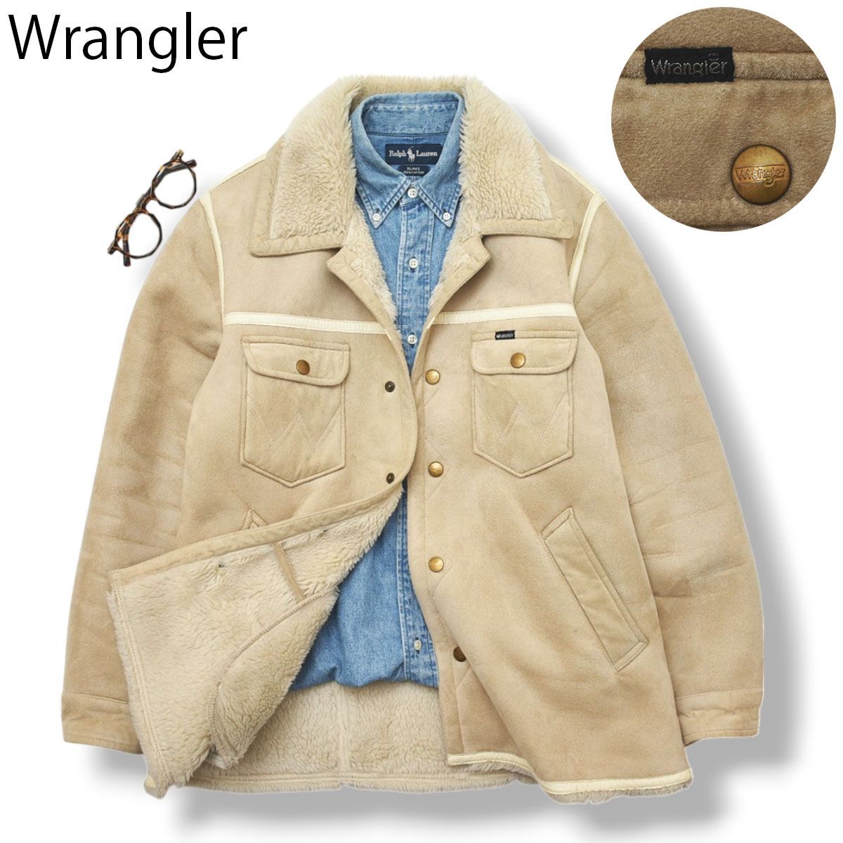 ラングラー Wrangler ムートン ランチ コート ボアジャン M ベージュ