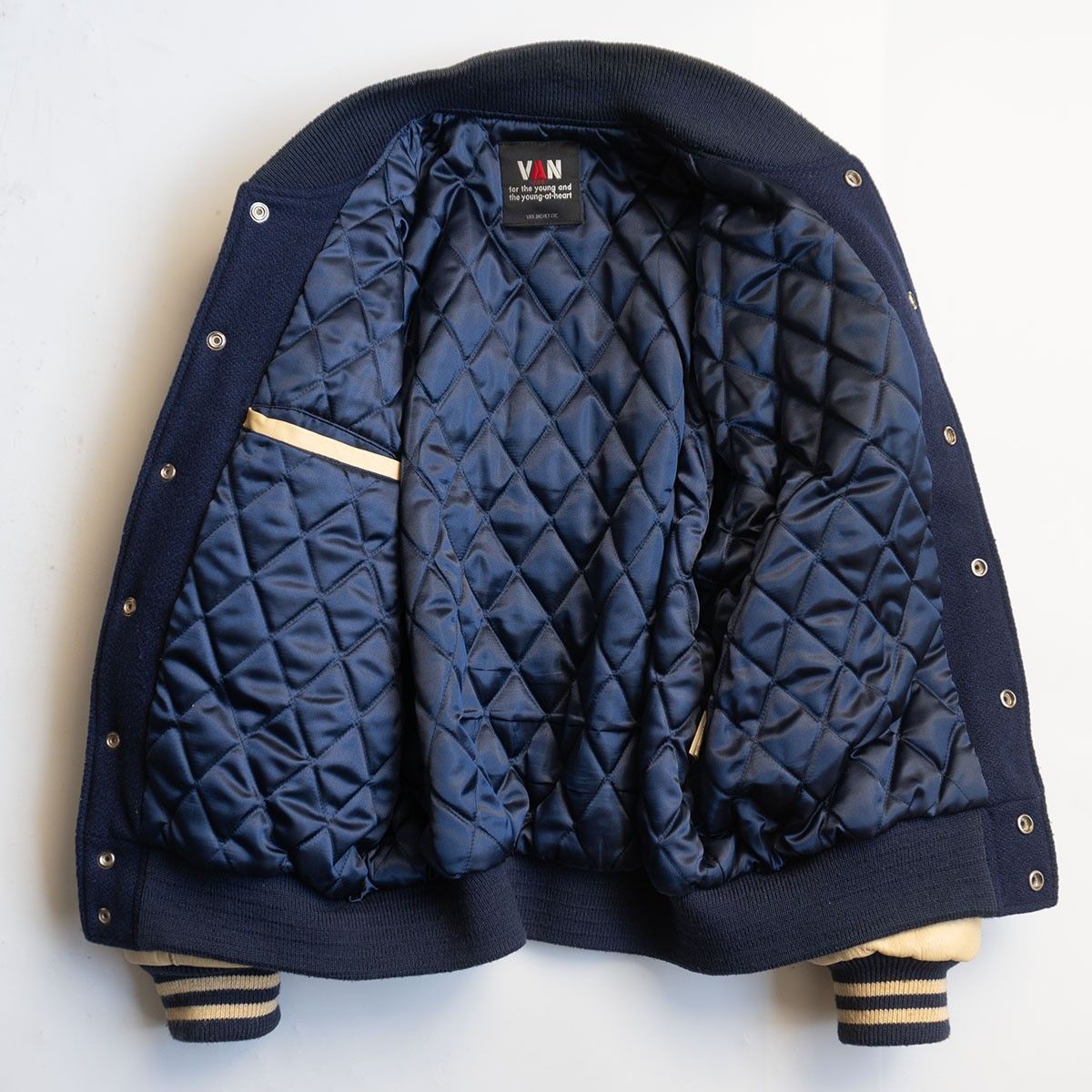 雰囲気抜群】 VAN JAC 【袖レザー スタジャン】L ヴァン ワッペン