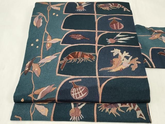 平和屋着物○九寸名古屋帯 跳兎 鬼しぼ縮緬 正絹 逸品 未