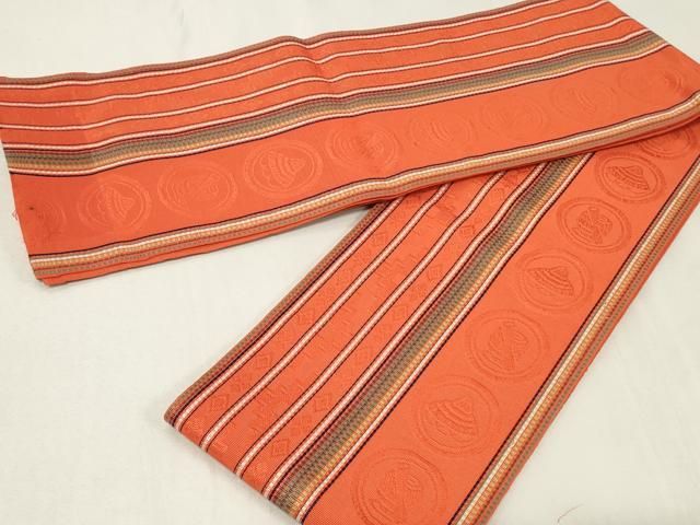 平和屋着物◎本場筑前博多織 半幅帯 間道 証紙付き 正絹 逸品