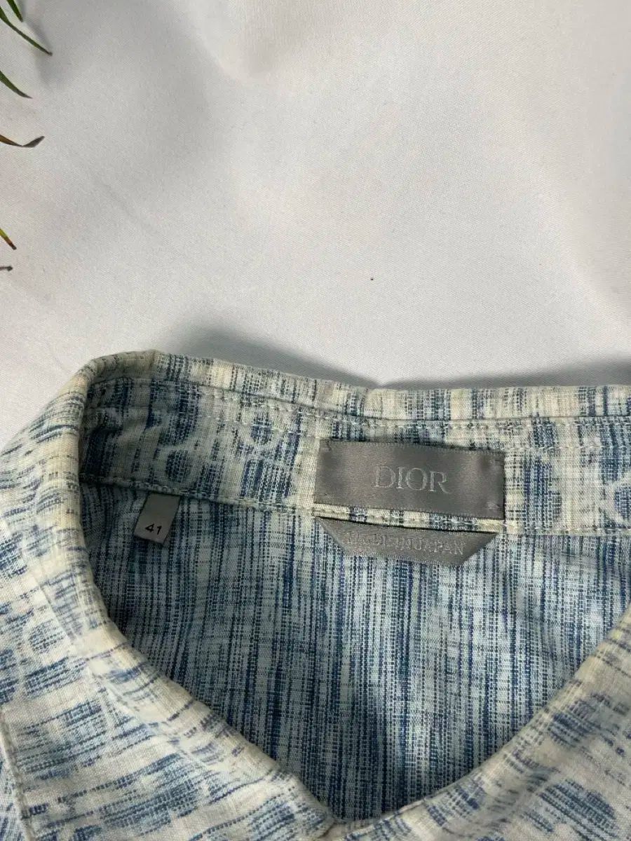 41サイズ ディオール オブリーク カスリ コットン デニム シャツ 白
