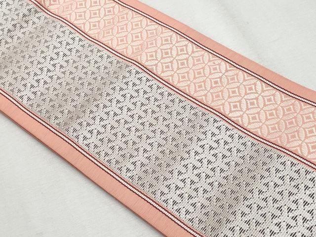 平和屋着物○上質な色無地 雪輪菱吉祥地紋 曙色 正絹 逸品 CAAZ3143yc