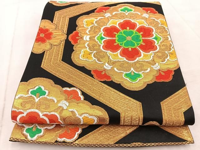 スパイクシューズ ブラックイエロー 美品 26.5cm 最終値下げ中 平和屋着物▽六通柄袋帯 ふくれ織 辻が花 黒地 金銀糸 正絹 逸品