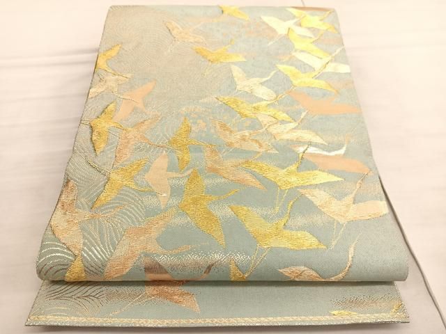 平和屋着物◎佐賀錦 西陣 じゅらく謹製 六通柄袋帯 飛鶴文 金糸 正絹